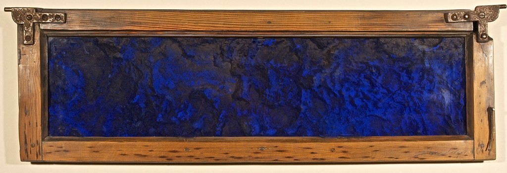 Technique: Painting, mineral pigments, resin, hand-made paper (cotton fibres), on wooden panel. Size: 1.60. m wide, 1.40 m high.  Maria Dundakova    Landscape Memory „ THE ALPS IN THE NIGH” Technique: Painting, mineral pigments, resin, hand-made paper (cotton fibres).